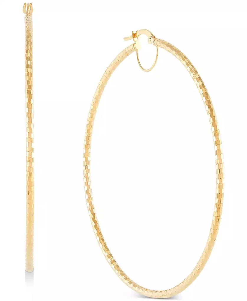 Macy's Faceted Bridge Hoop Earrings in 10k Gold (60mm) 3