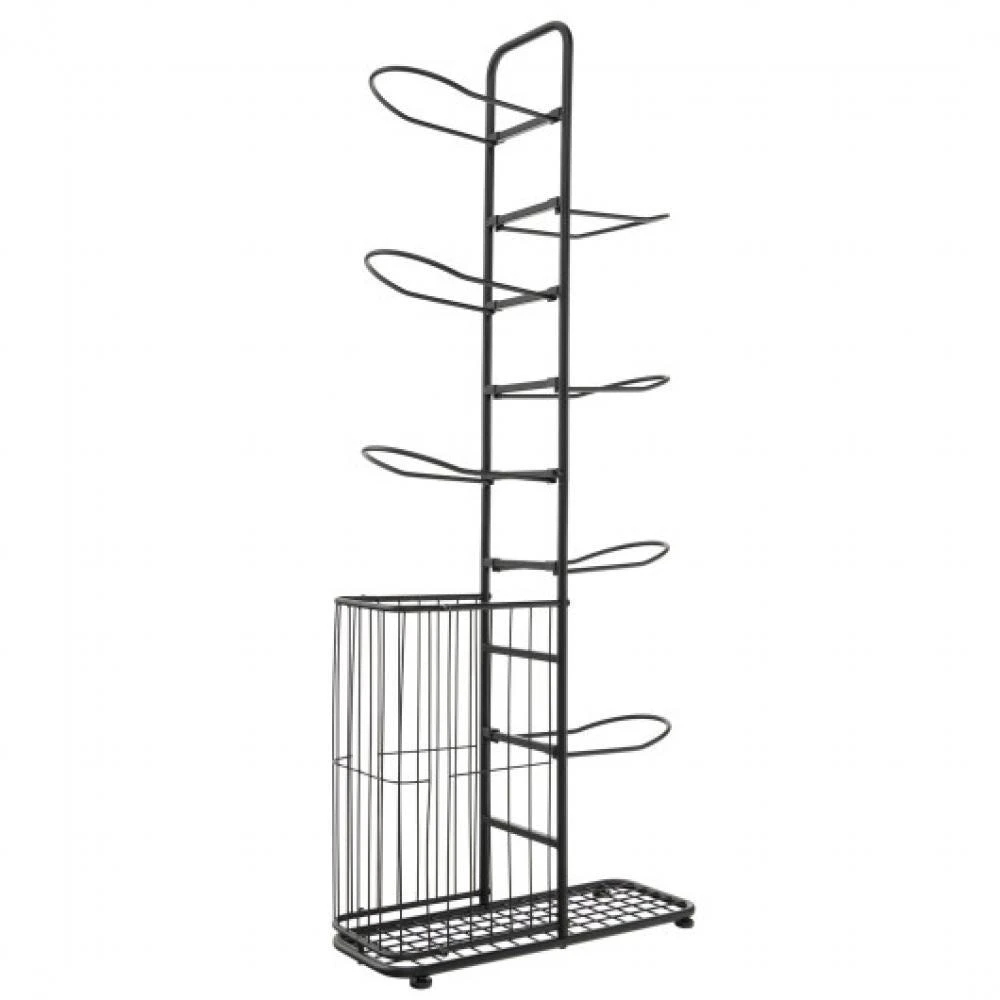 Hivvago Metal Basketball Holder with 7 Removable Hanging Rods and Side Ball Basket 3