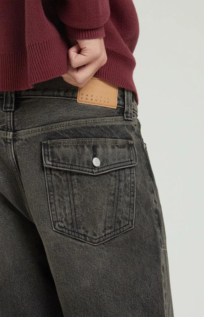 PacSun Black Tinted Contrast Stitch Baggy Jeans 4