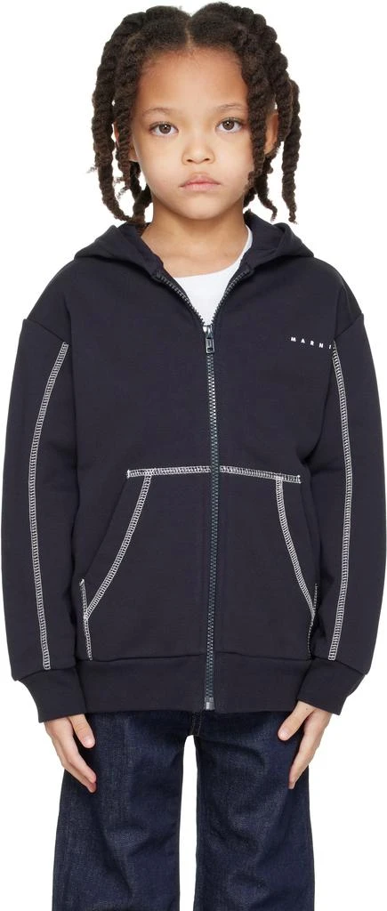 Marni Kids Navy Zip Hoodie