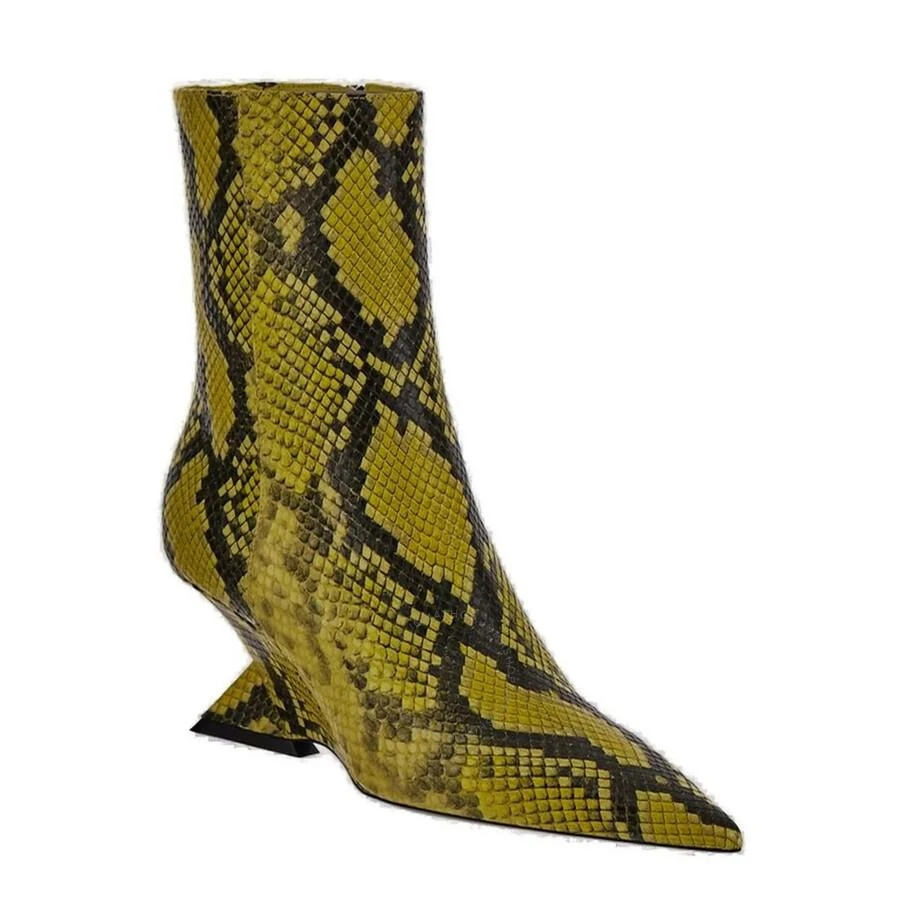 The Attico Fluo Yellow Python Leather Cheope Ankle Boots 2