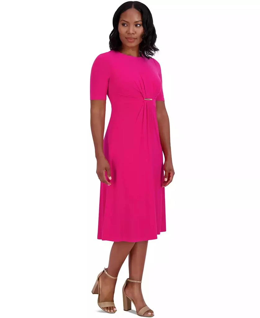 Jessica Howard Petite Jewel-Neck Center-Pleat Midi Dress 3