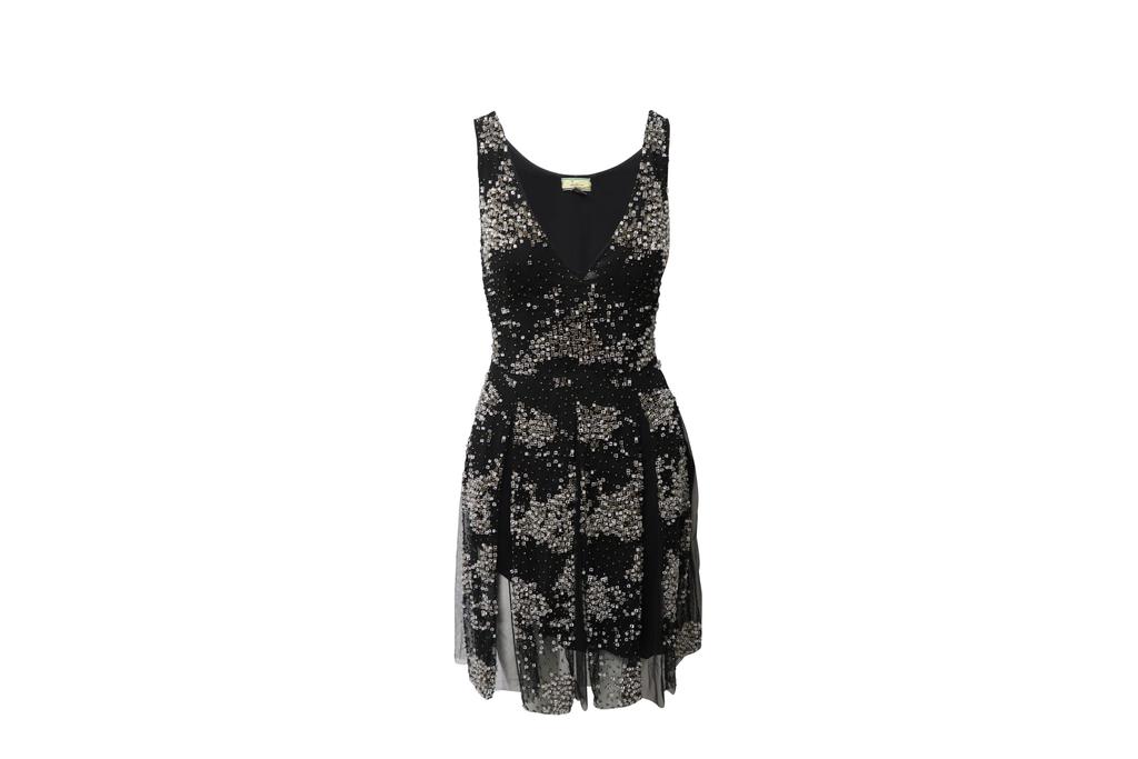 Issa Beaded Cocktail Dress in Black Silk