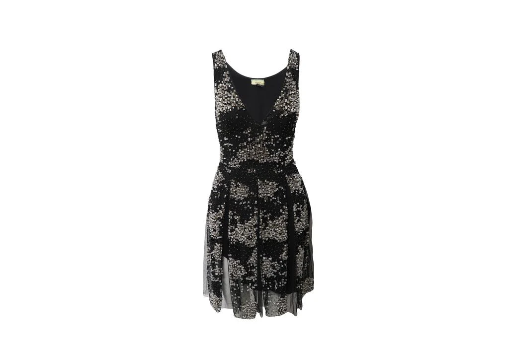 Issa Beaded Cocktail Dress in Black Silk 1
