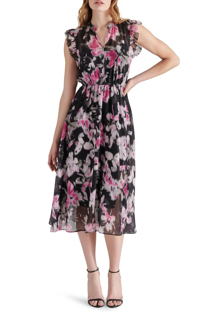Steve Madden Allegra Floral Ruffle Chiffon Midi Dress 1