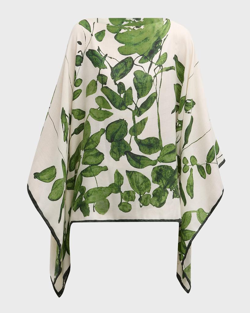 Rani Arabella Placed Flower Cashmere-Blend Printed Poncho