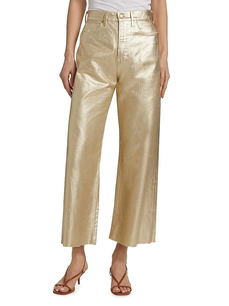 VERONICA BEARD Taylor Metallic Cropped High-Rise Wide-Leg Jeans 3