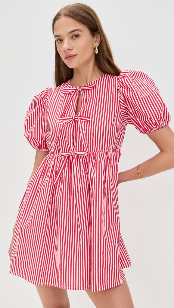 English Factory Stripe Sleeveless Bow Dress