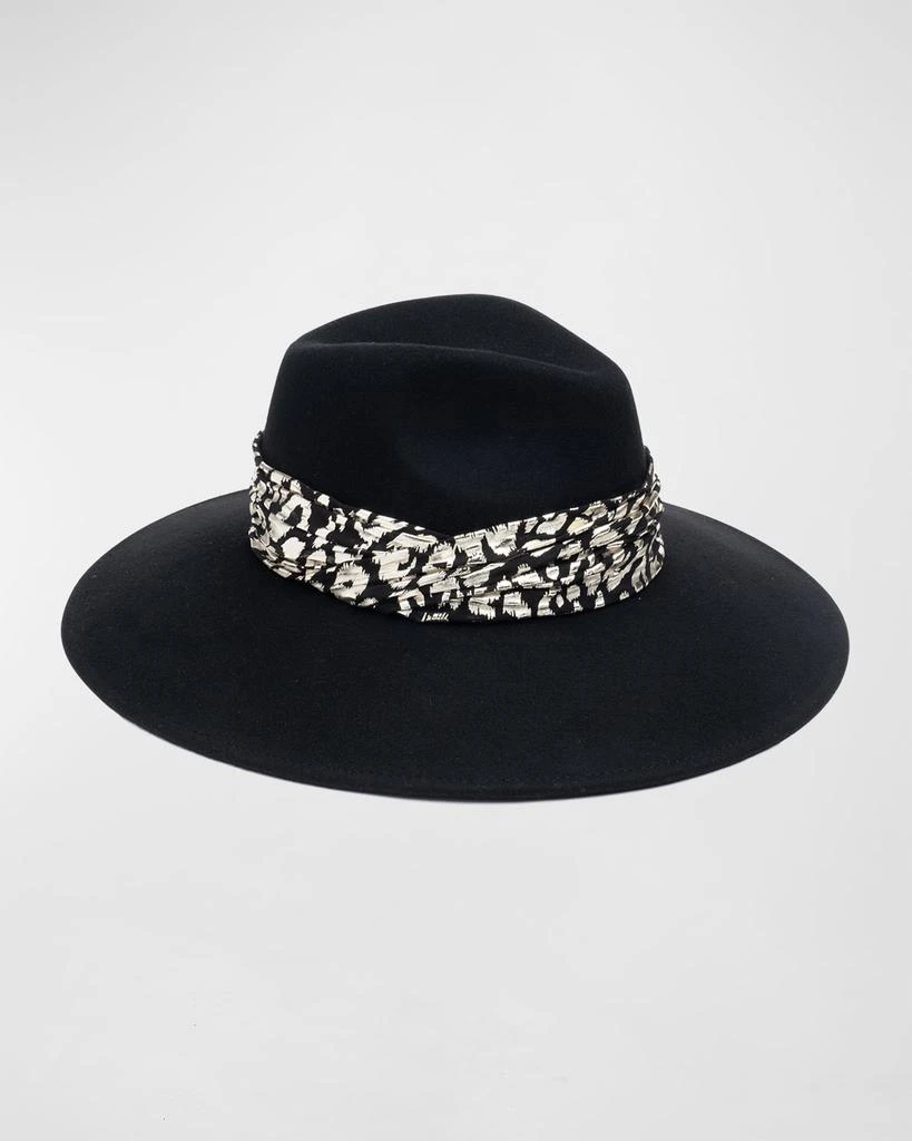 Eugenia Kim Emmanuelle Wool Fedora Hat w/ Metallic Leopard-Print Band 1