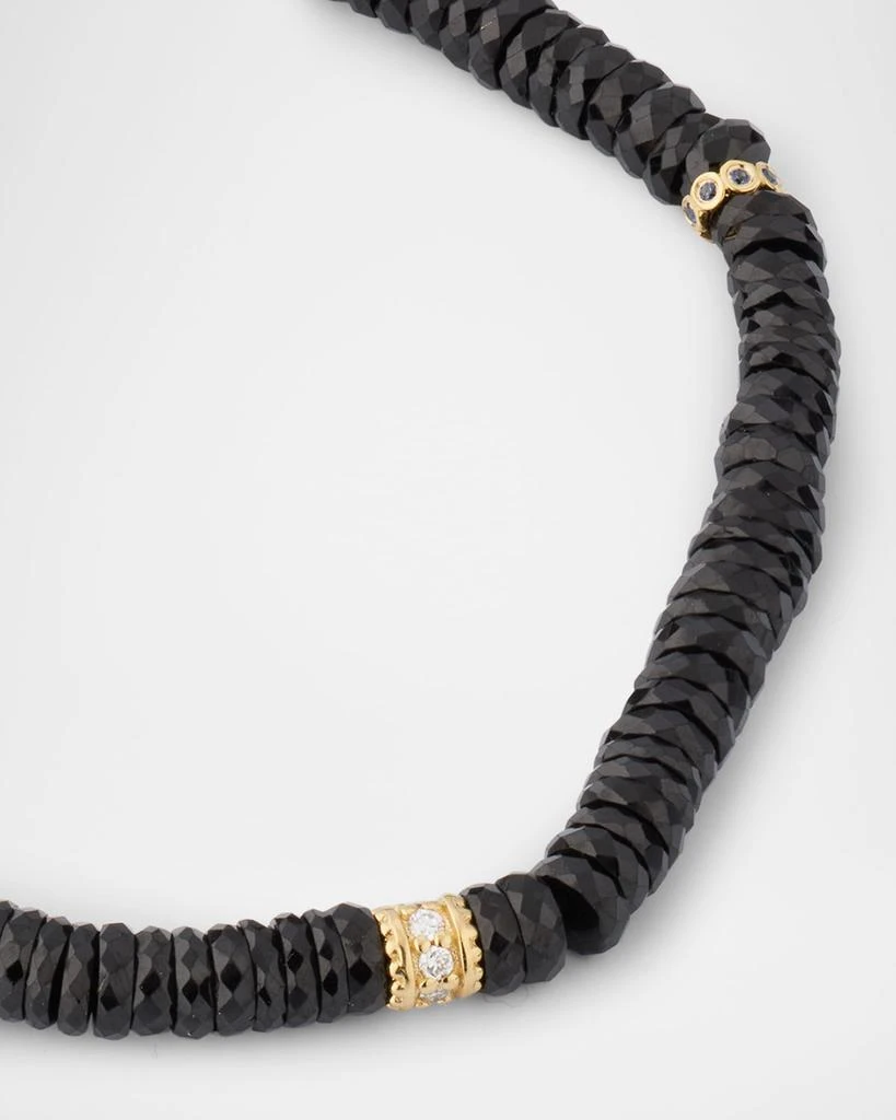 Sydney Evan 14K Yellow Gold Black Spinel Beaded Necklace with Diamonds and Sapphire 3