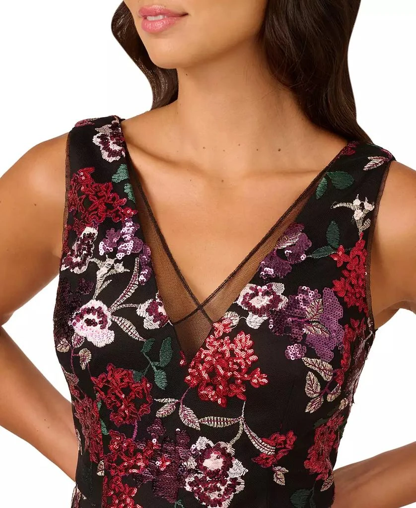 Adrianna Papell Women's Floral Sequin Fit & Flare Dress 4