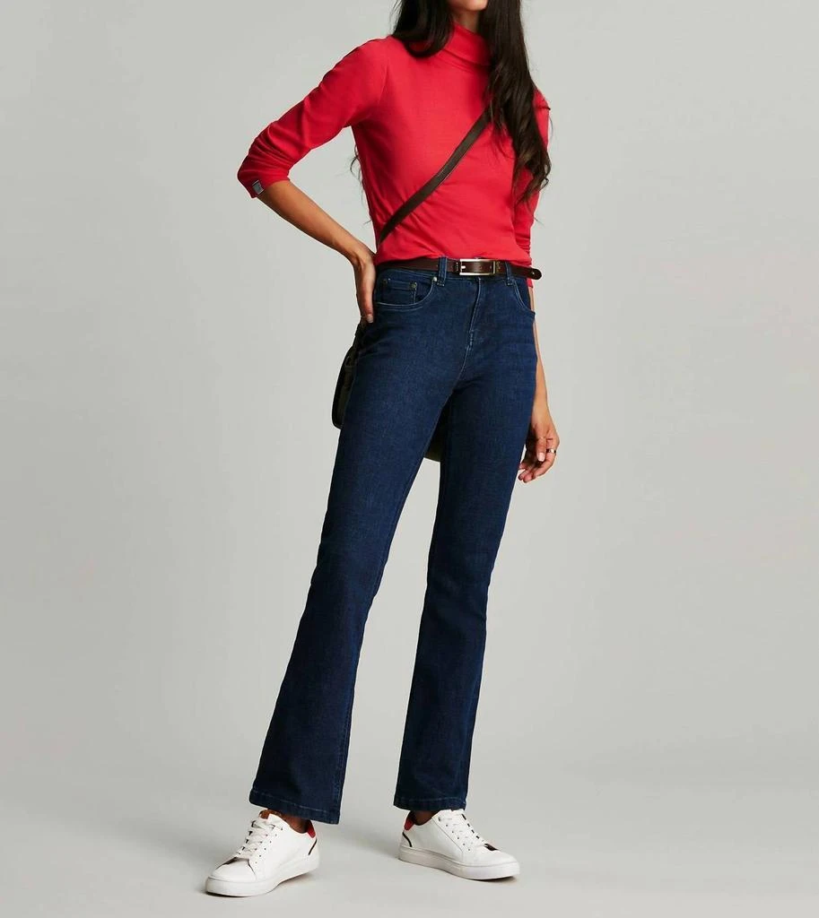 Joules Clarissa Solid Roll Neck Jersey Top In Red 1