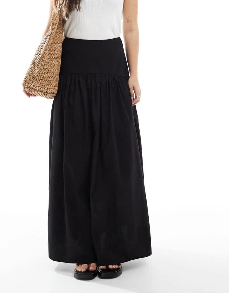 ASOS ASOS DESIGN drop waist maxi skirt in black 4