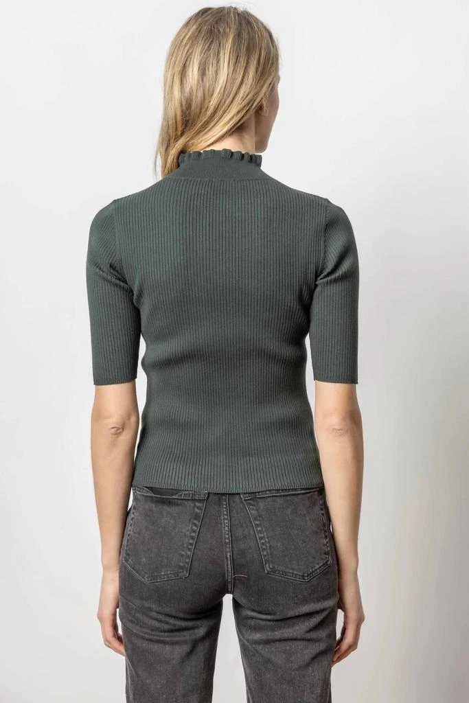 Lilla P Ruffle Mock Neck Sweater In Loden 2