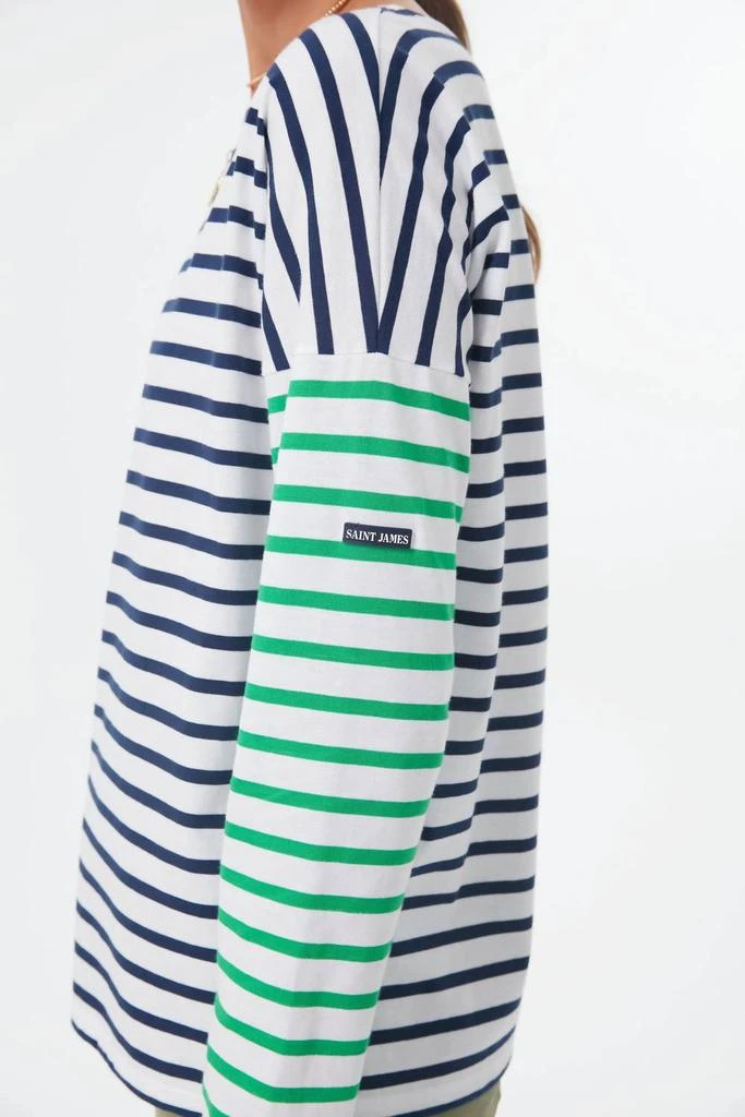Saint James Mariniere Carolles Long Sleeve Tee In Navy Stripe 4