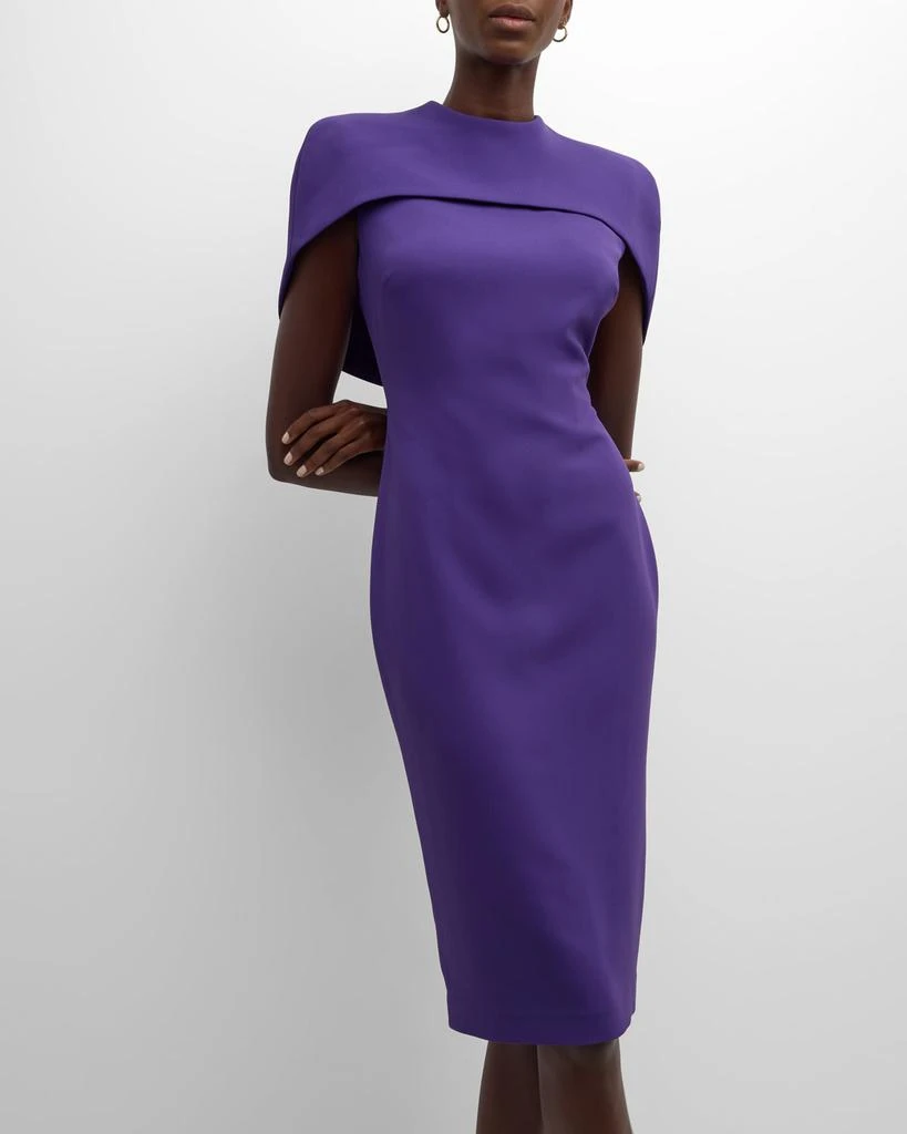 Badgley Mischka Mock-Neck Bodycon Cape Midi Dress 7