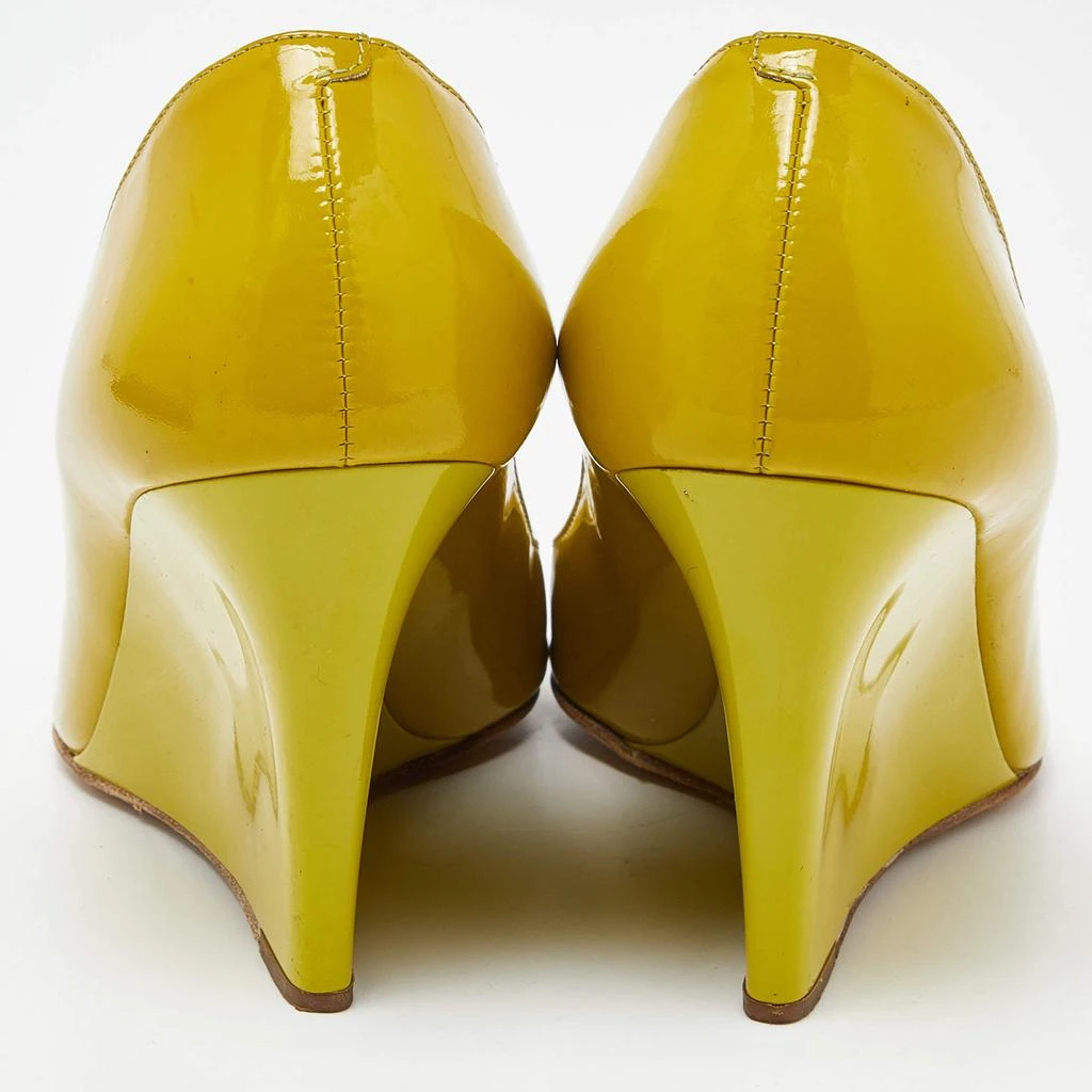 Jimmy Choo Jimmy Choo Yellow Patent Leather Baxen Peep Toe Wedge Pumps 36 5