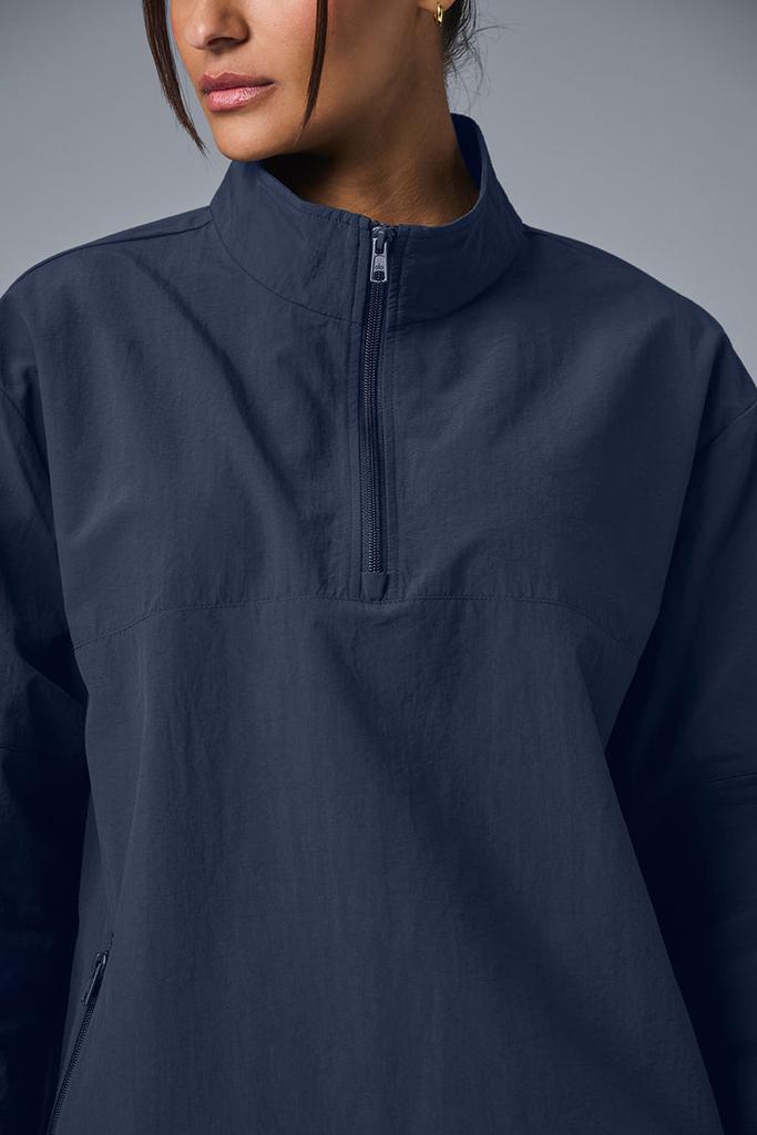 Alo Light Weight Takeaway Track Pullover - Black - Hoodies - Free