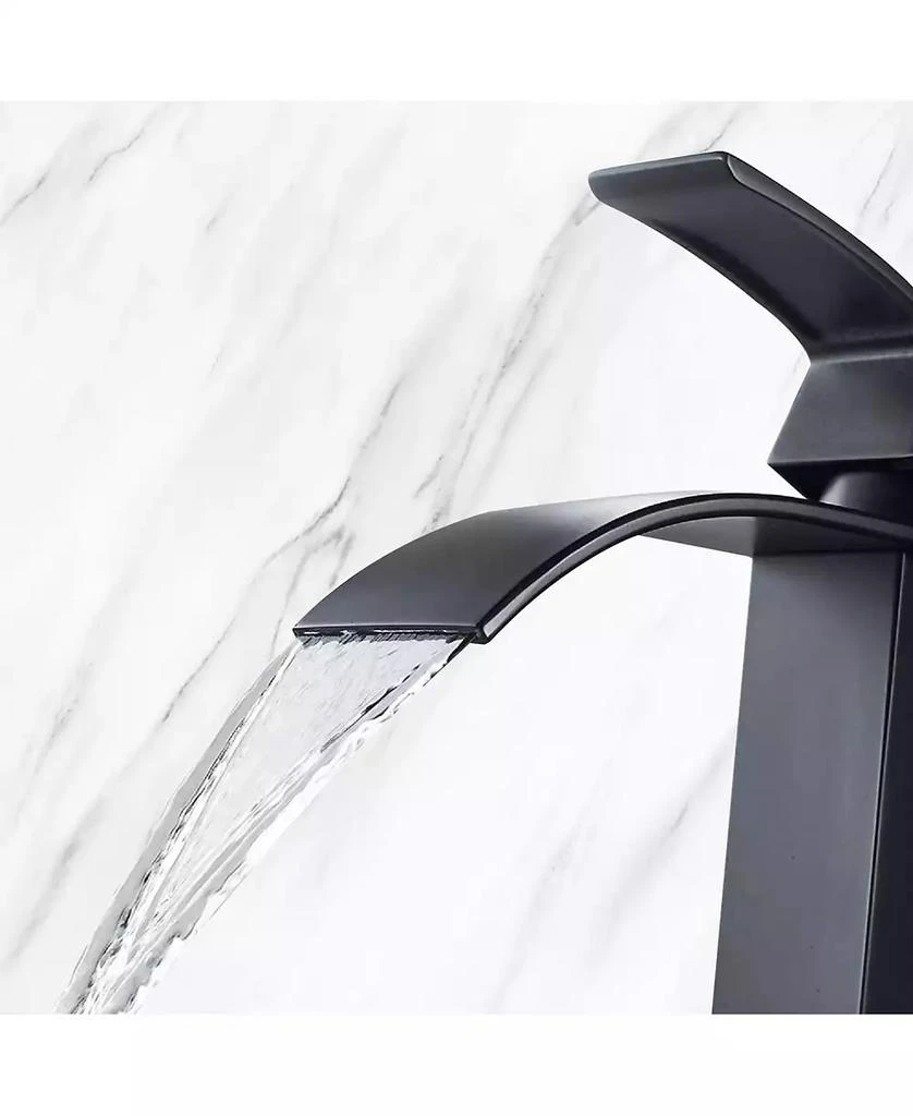 Flynama Waterfall Spout Bathroom Faucet,Single Handle Bathroom Vanity Sink Faucet 4
