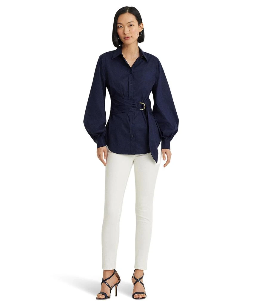 Ralph Lauren Petite Tie-Front Cotton-Blend Shirt 4