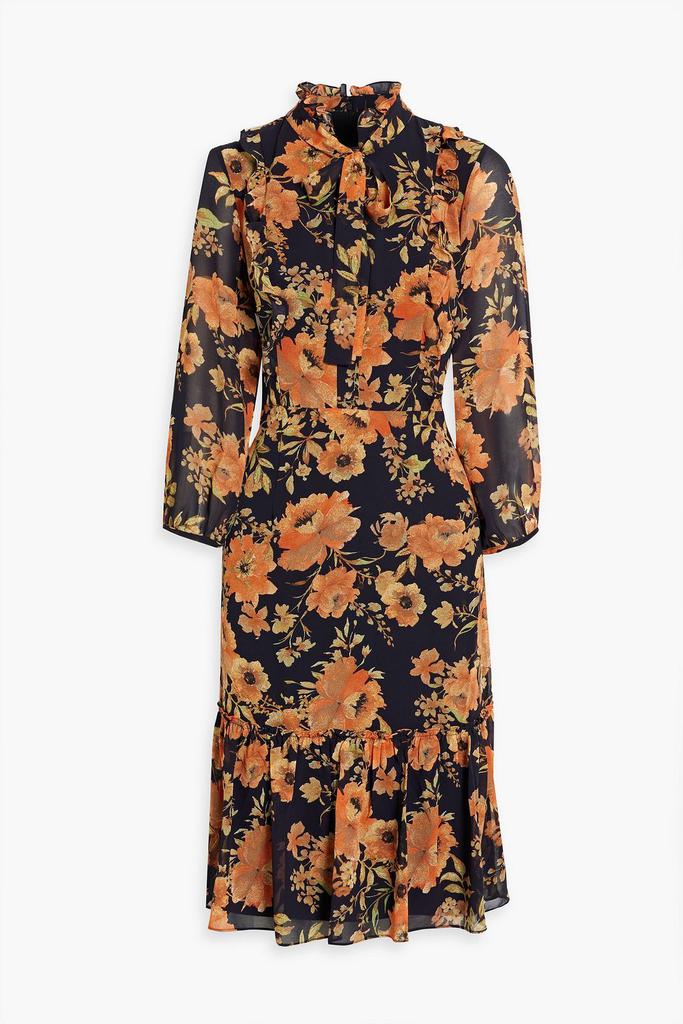 MIKAEL AGHAL Pussy-bow floral-print crepe dress