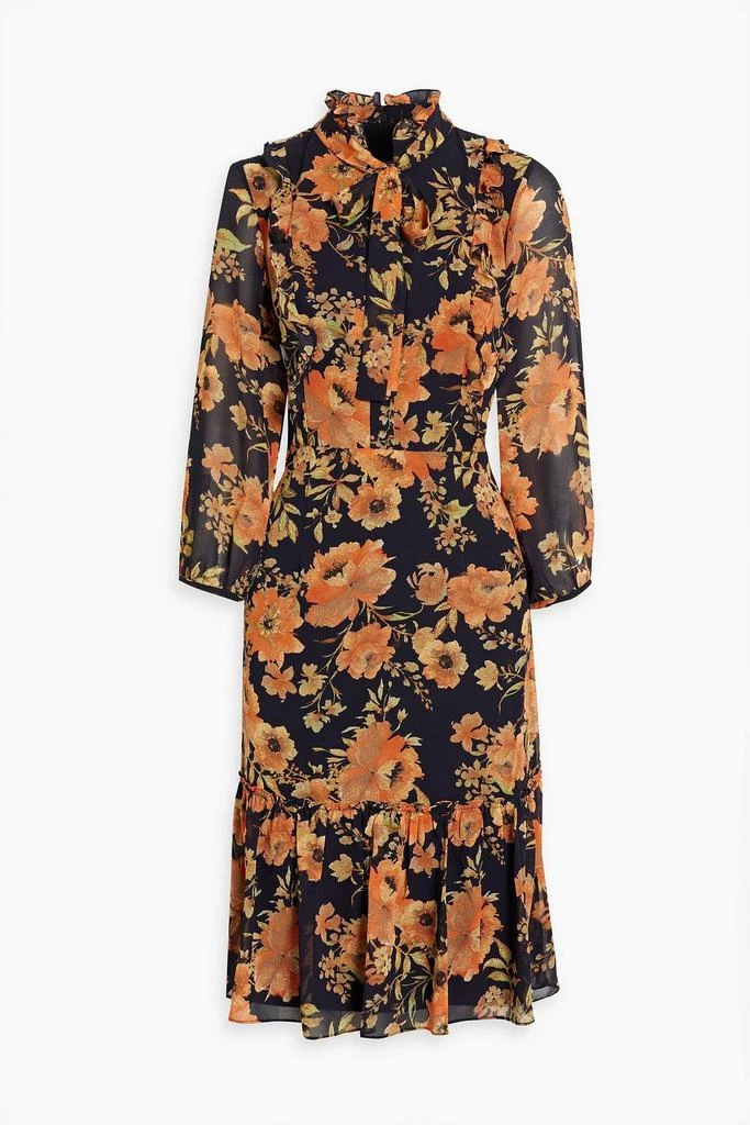 MIKAEL AGHAL Pussy-bow floral-print crepe dress 1
