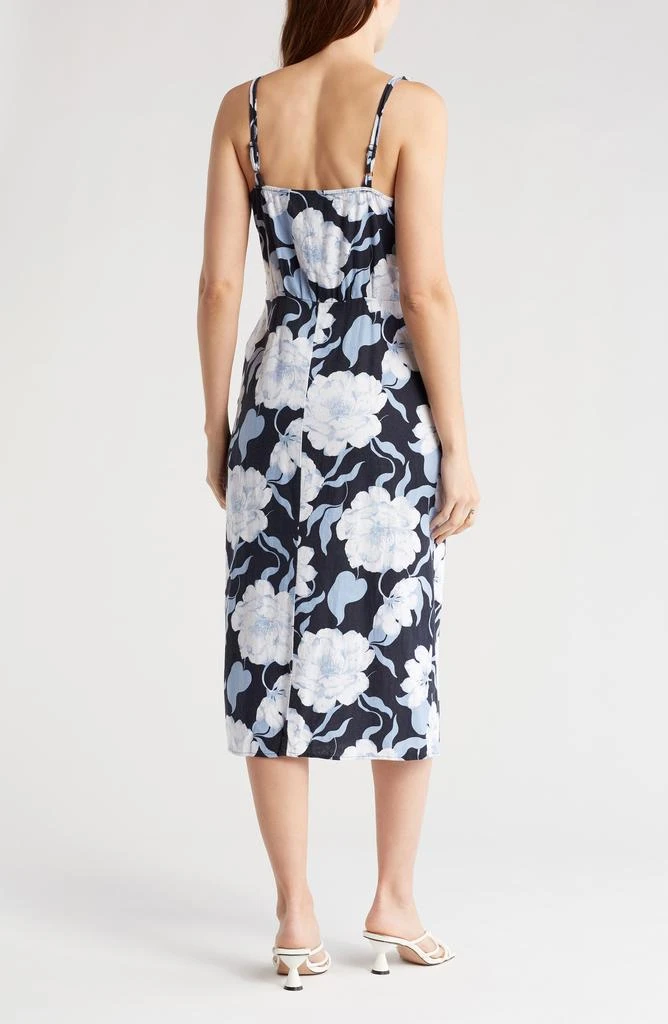 Ellen Tracy Side Tie Linen Blend Midi Dress 2