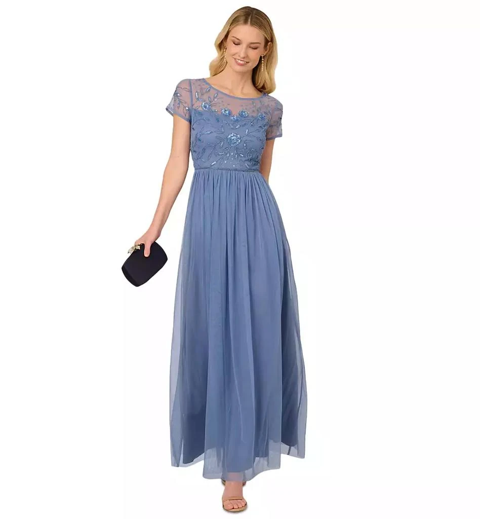 Adrianna Papell Women's Boat-Neck Beaded Mesh Dress 1