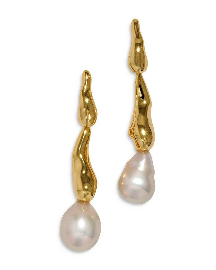 Alexis Bittar Perla 14K Gold Plate & Cultured Freshwater Pearl Drippy Drop Earrings, 1.75"L 1