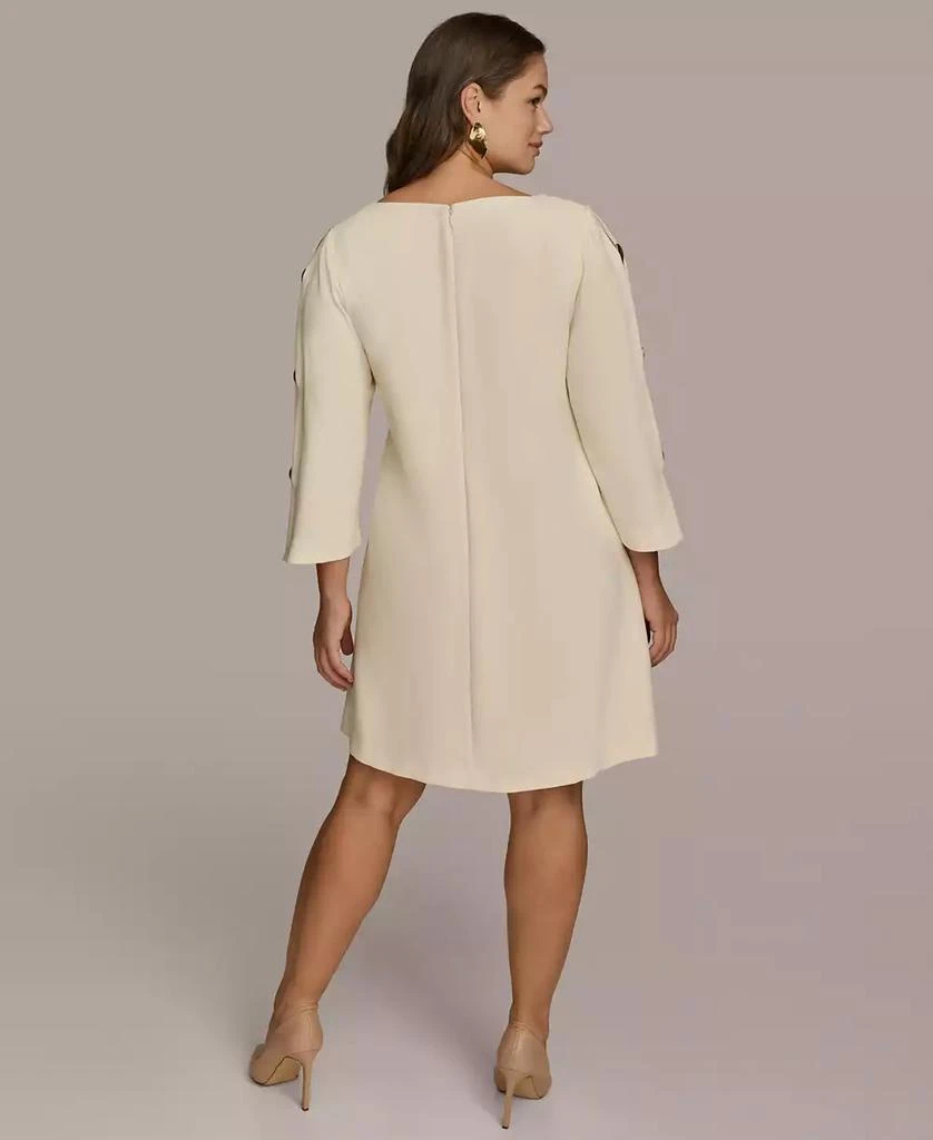 Donna Karan Plus Size Boat-Neck Embellished-Slit-Sleeve Dress 6