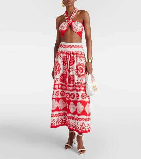 Farm Rio Red Ainika Shell linen-blend bra top 2
