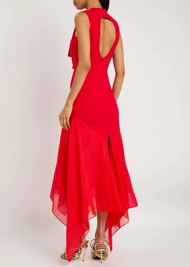 A.W.A.K.E MODE Chiffon and knit knotted-neckline midi dress 3