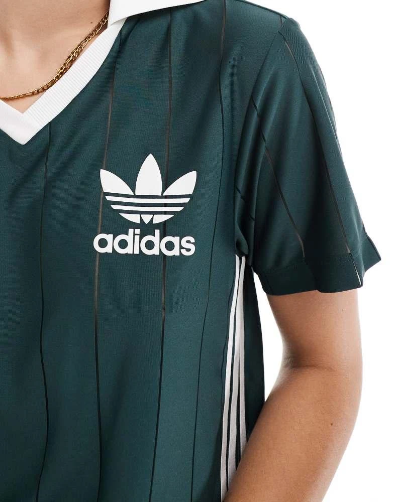 Adidas adidas Originals Adicolor 3-stripes pinstripe dress in green 3