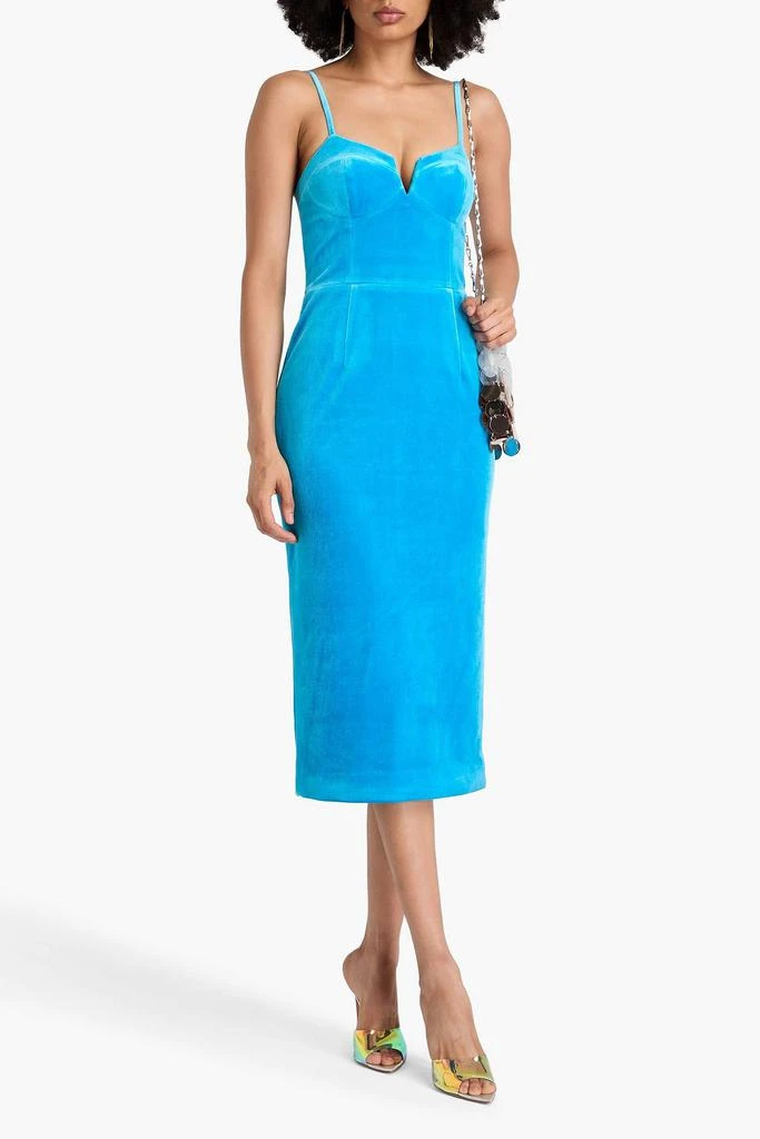 REBECCA VALLANCE Bernadette stretch-velvet midi dress 2