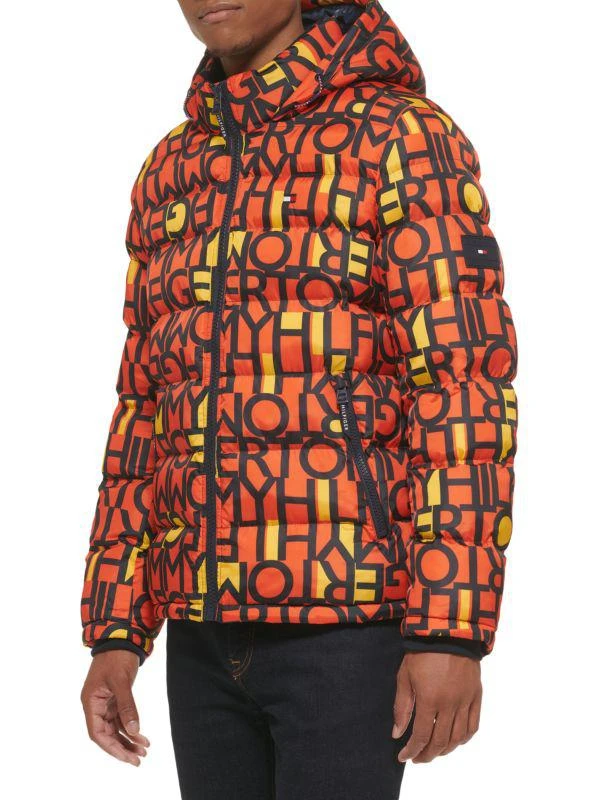 Tommy Hilfiger Typographic Print Hooded Puffer Jacket 3