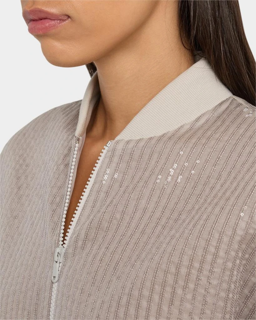 Brunello Cucinelli Stripe Sequined Organza Bomber Jacket 5