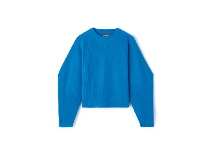 Eric Bompard Ras de cou ample à côtes manches volume géométrique - Femme - BLEU CIRQUE