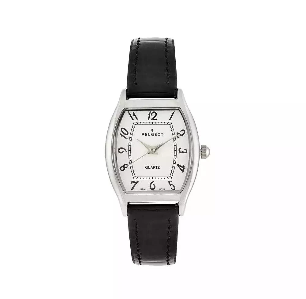 Peugeot Women 26 x 32mm Cushion Shape Watch with Black Leather Band