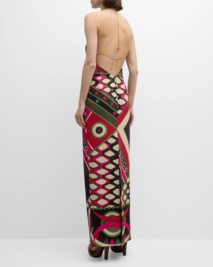 EMILIO PUCCI Foulard-Print Silk Backless Halter Maxi Dress 4