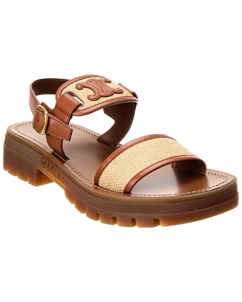 Celine CELINE Clea Triomphe Raffia & Leather Sandal 1