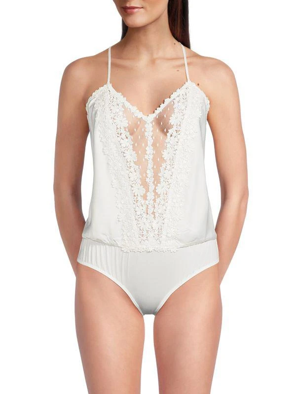 Flora Nikrooz Sheer Lace Satin Teddy 1