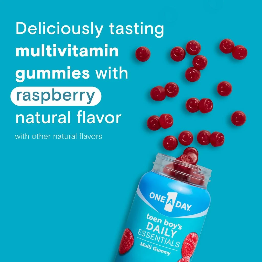 One A Day One A Day Teen Boy’s Daily Essentials Multivitamin Gummies, Teen Boy Vitamins with Vitamin C, Vitamin D, Bone Health, Immune Health, Raspberry Natural Flavor, 120 Gummies 6