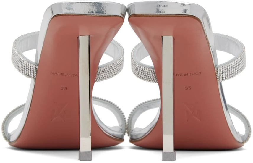 Amina Muaddi Silver Rih Slipper Heeled Sandals 2