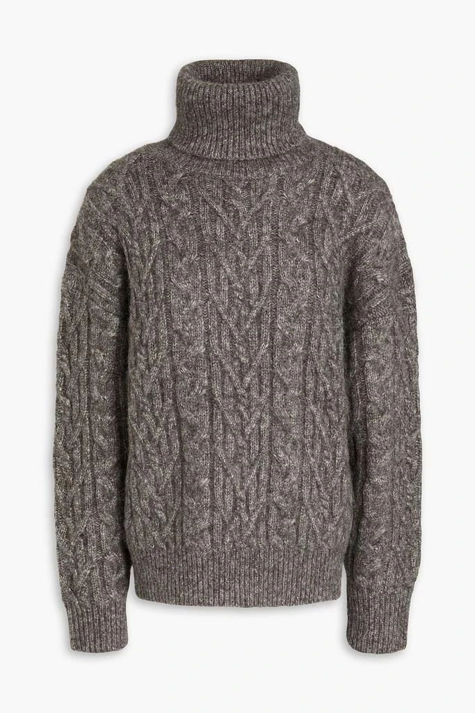 Nili Lotan Cable-knit alpaca, cotton and wool-blend turtleneck sweater 1
