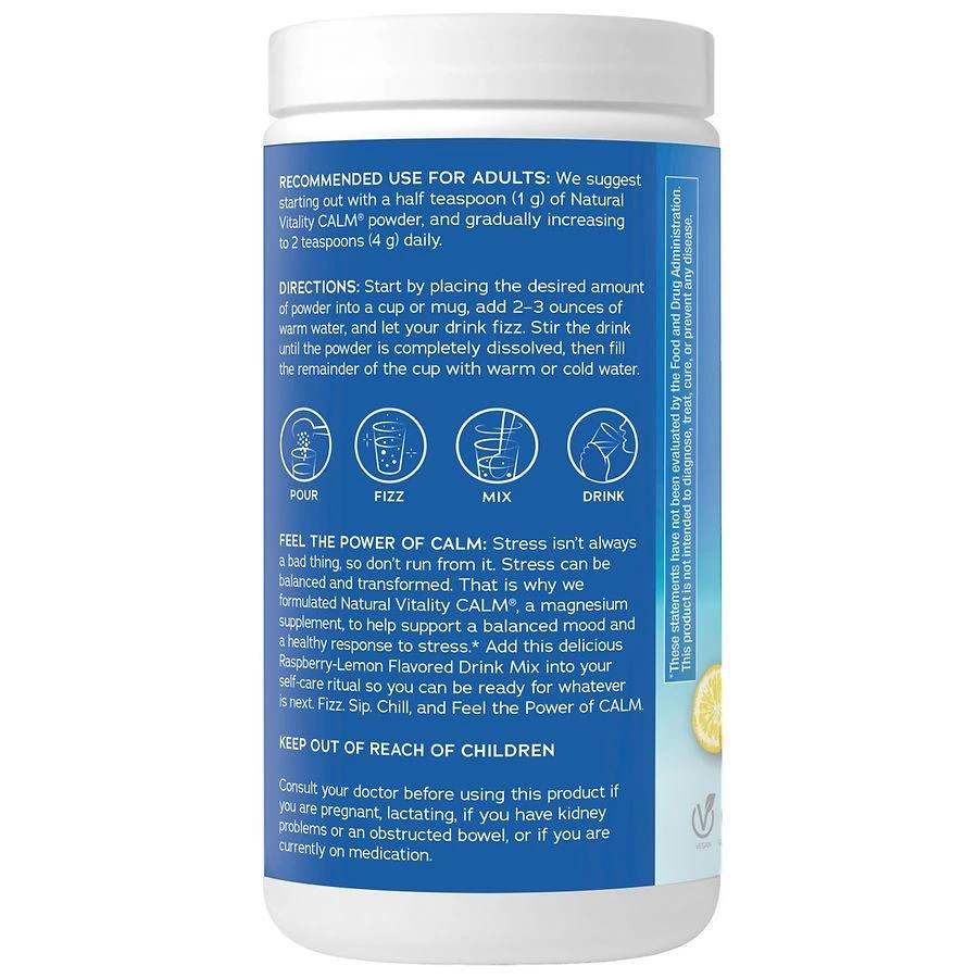 Natural Vitality Magnesium Supplement Drink Mix Raspberry Lemon 2