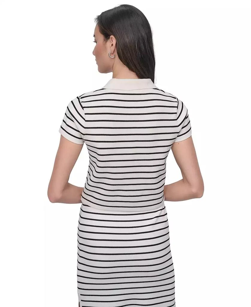 DKNY Women
s Striped Short-Sleeve Polo Shirt 4