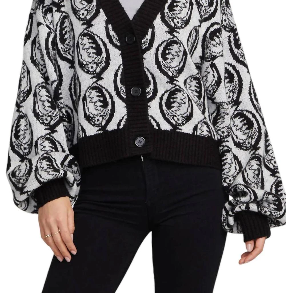 Chaser Grateful Dead Steal Your Face Cardigan In Bright White 1