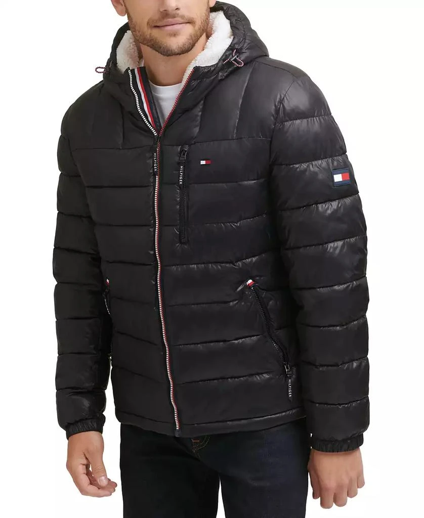 Tommy Hilfiger Men's  Sherpa Lined Hooded Quilted Puffer Jacket 1