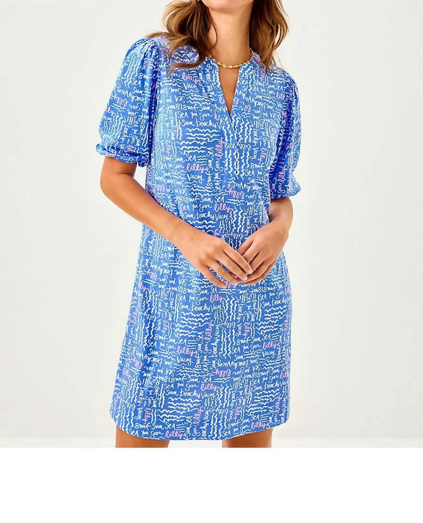 astr the label light blue dress ASTR the Label | Lilliana Polka Dot Midi Dress in Blue Rust Polkadot