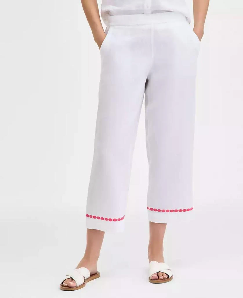 Charter Club Women's Linen Embroidered Cropped Pants, Exclusively at Macy's 3